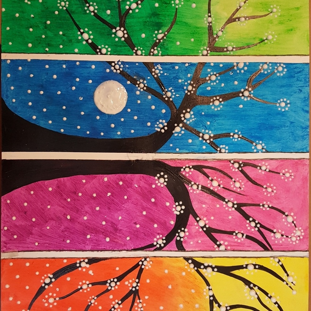 Oil paster painting in 4 different season